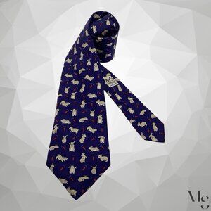 HERMES PARIS Rabbit & Carrot Print Luxury Silk Tie Made In France 55”-3.5" NWOT